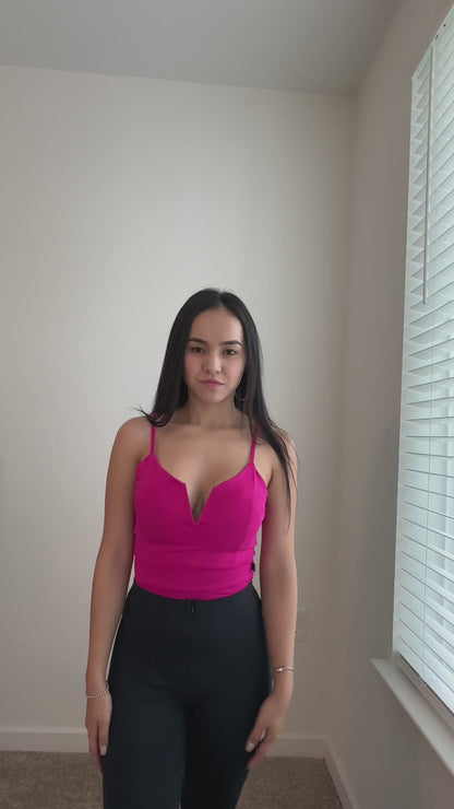 Pink V-neck Bodysuit 